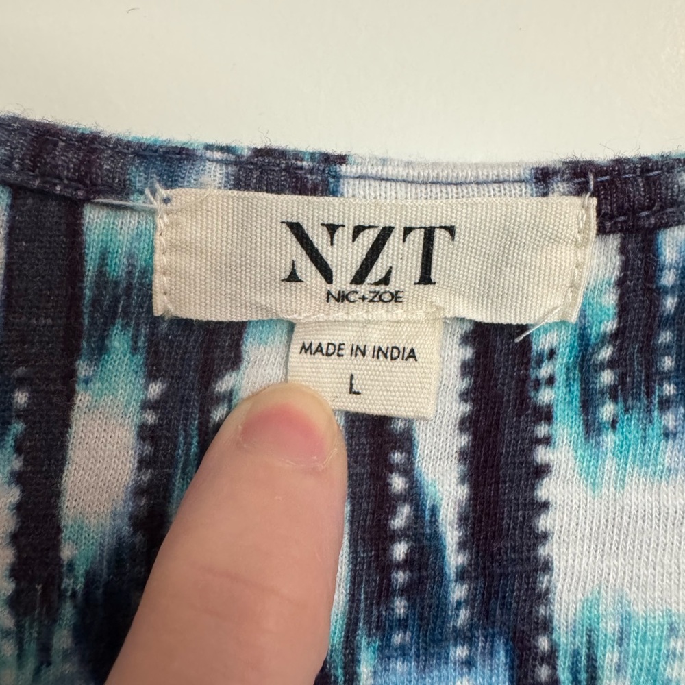 NIC+ZOE Teal and Navy Geometric Midi Dress - Picture 4 of 6